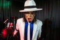 Antalya, Turkey - September 10, 2021: Portrait of Michael jackson wearing suit singing in a wax museum