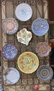 Antalya, Turkey September 17, 2021. Round plates with colorful oriental ornaments