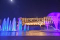 ANTALYA, TURKEY - SEPTEMBER 12, 2019: Titanic Mardan Palace with fountains at hight, the most expensive European`s resort