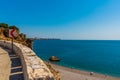 ANTALYA, TURKEY: Serpentine road leads to Konyaalti beach on a sunny summer day in Antalya.