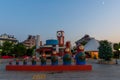 ANTALYA, TURKEY: A square with a clock tower, a fountain and a monument in the form of a matryoshka doll in Antalya.