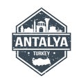 Antalya Turkey Travel Stamp Icon Skyline City Design Tourism Seal Vector.