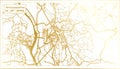 Antananarivo Madagascar City Map in Retro Style in Golden Color. Outline Map