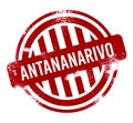 Antananarivo - Red grunge button, stamp