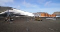 Antarctic crosses and fuel tanks- Deception Island Royalty Free Stock Photo