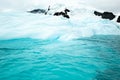 Antarctic glacier flowing into ocean