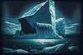 Antarctic iceberg landscape, creative digital illustration painting