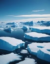 Antarctic Icebergs in Deep Blue Waters Royalty Free Stock Photo