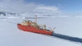 Antarctic icebreaker vessel float ice aerial shot