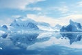 Antarctic landscape with icebergs and snow-capped mountains, Blue Ice covered mountains in south polar ocean. Winter Antarctic Royalty Free Stock Photo