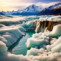 Antarctic melting glacier. Climate change. Global warming environment