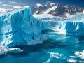 Antarctic melting glacier. Climate change. Global warming environment