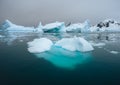 Antarctic nature landscape with icebergs in Greenland icefjord during midnight sun. Antarctica, Ilulissat, West Royalty Free Stock Photo