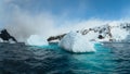 Antarctic nature landscape with icebergs in Greenland icefjord during midnight sun. Antarctica, Ilulissat, West Royalty Free Stock Photo