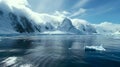 Antarctic Ocean Landscape with Icebergs and Sunshine