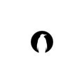 Antarctic penguin silhouette in black circle icon. standing pinguin