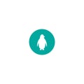 Antarctic penguin silhouette in blue circle icon. standing pinguin