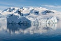 Antarctic seascape with iceberg and reflection