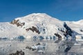 Antarctic seascape with icebergs and reflection