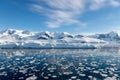 Antarctic seascape with icebergs and reflection