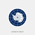 Antarctic Treaty round flag icon with shadow