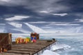 antarctic wooden pier Royalty Free Stock Photo