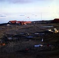 antarctica aerial view of the marambio antartica base with hangar and buildings irizar icebreaker background argentina Royalty Free Stock Photo