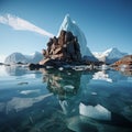 Antarctica and Arctic, glaciers and snowy landscape. Glacial retreat (modern deglaciation).