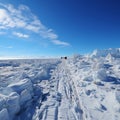 Antarctica and Arctic, glaciers and snowy landscape. Glacial retreat (modern deglaciation).