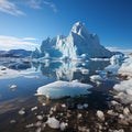 Antarctica and Arctic, glaciers and snowy landscape. Glacial retreat (modern deglaciation).