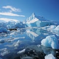 Antarctica and Arctic, glaciers and snowy landscape. Glacial retreat (modern deglaciation).