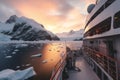 Antarctica cruise sunset. Generate Ai