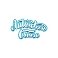 Antarctica cruise tour logo. Trendy lettering text. Label for travel agency website. Sticker or t-shirt, baseball cap print.