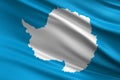 Antarctica flag with fabric texture, official colors, 3D illustration