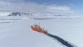 Antarctica icebreaker vessel break ice aerial zoom