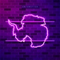 Antarctica map glowing purple neon lamp sign