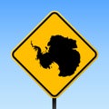 Antarctica map on road sign. Royalty Free Stock Photo