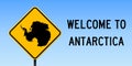 Antarctica map on road sign. Royalty Free Stock Photo