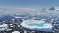 Antarctica melting blue water iceberg aerial view Royalty Free Stock Photo