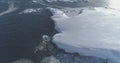 Antarctica ocean coast seascape aerial flight view