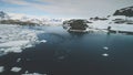 Antarctica ocean open water rock scene aerial view Royalty Free Stock Photo