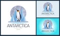 Antarctica penguin ice snow mosaic logo template design for brand or company and other