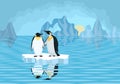 Antarctica penguins on ice floe in the sea