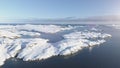 Antarctica polar ocean seascape aerial flight view