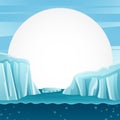 Antarctica scene with copy space . Flat design . Vector