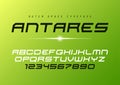 Antares futuristic vector decorative italic font design, alphabe