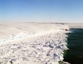 ,antartic icebergs floating on the sea from aerial point o f view