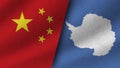 Antartica and China Realistic Two Flags Together