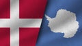 Antartica and Denmark Realistic Two Flags Together