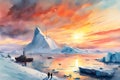 Antartica at sunset